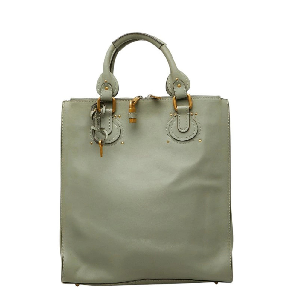 Chloe Tote Bag Handbag Green Leather